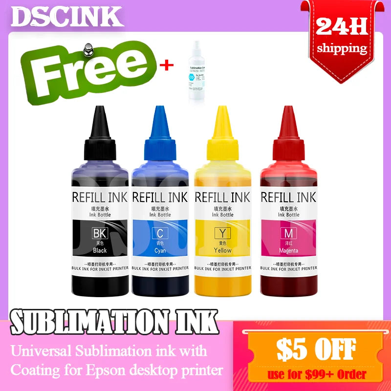 Universal Sublimation Ink with Coating 100ml – Heat Transfer for T-Shirts, Mugs & Cotton