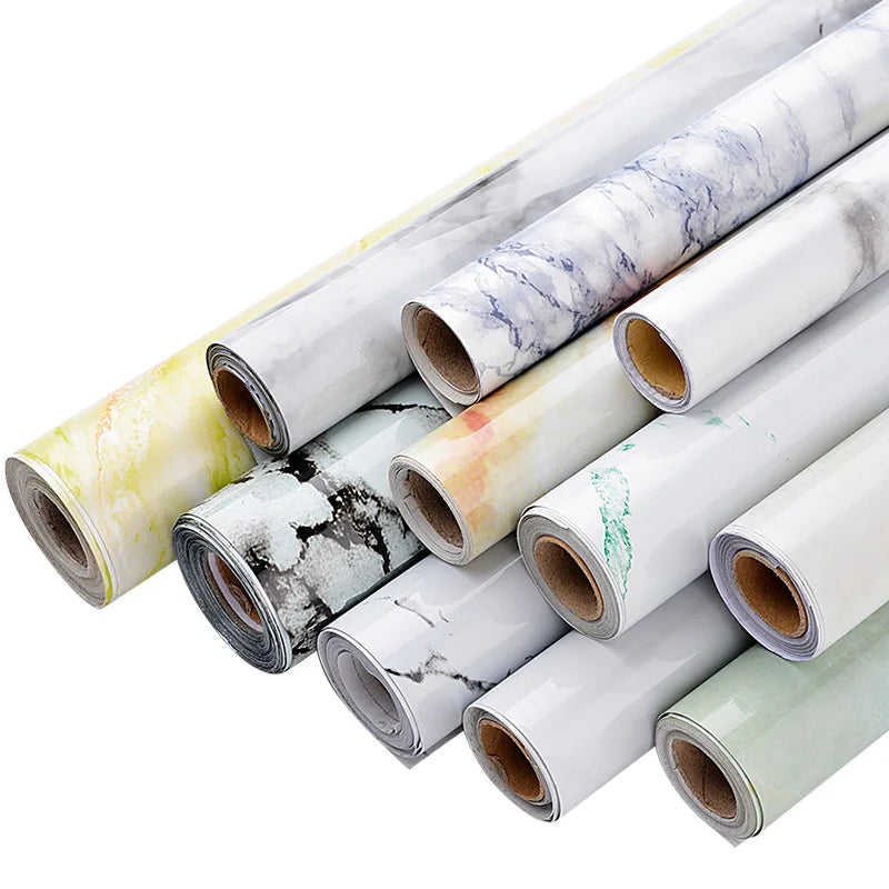 Marble Kitchen Wall Sticker – Waterproof Self-Adhesive Vinyl Film