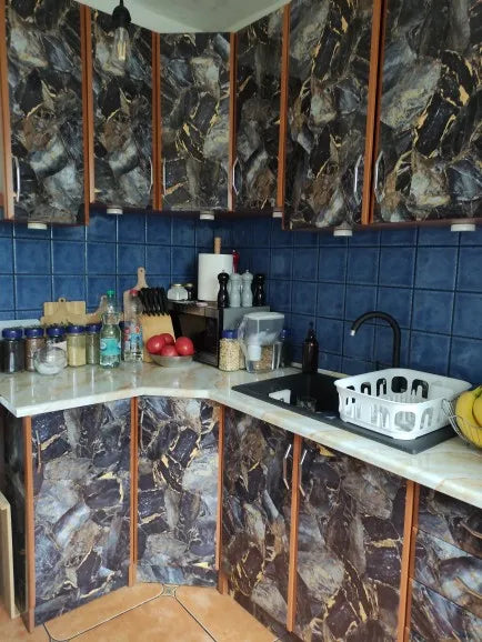Marble Kitchen Wall Sticker – Waterproof Self-Adhesive Vinyl Film