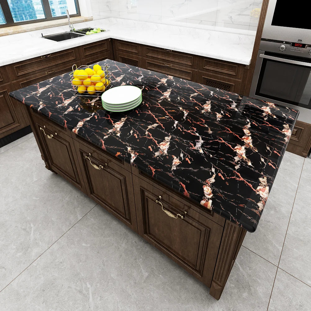 Marble Kitchen Wall Sticker – Waterproof Self-Adhesive Vinyl Film