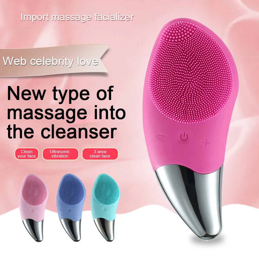 Ultrasonic Silicone Face Cleansing Massager