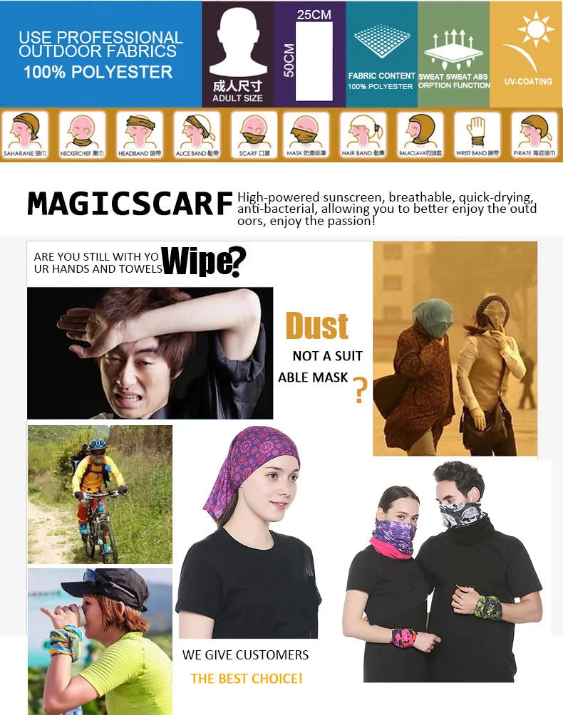 Multifunction Motorcycle Scarf & Sports Headband Face Mask