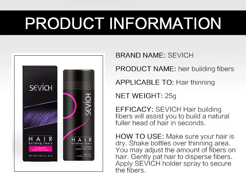 25g Keratin Hair Fibers Thickening Spray – Instant Hair Building Powder