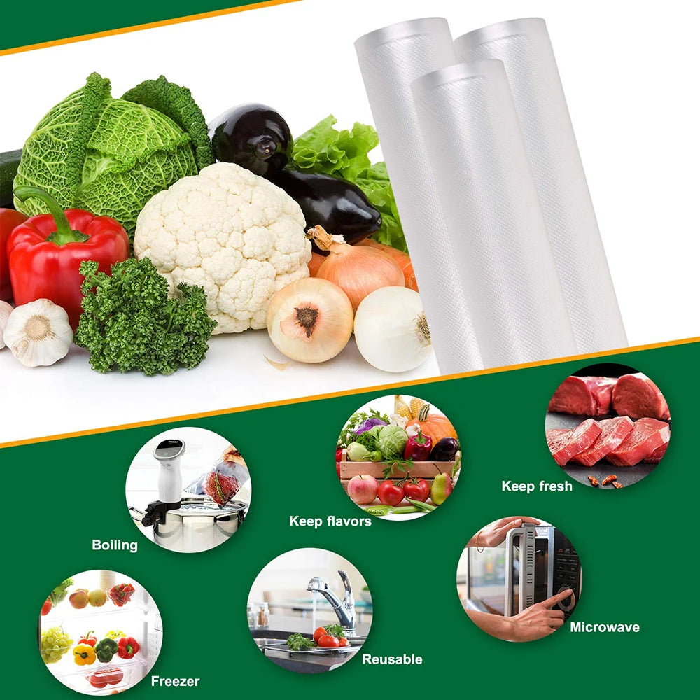 Food Vacuum Storage Bags – Keep Food Fresh Longer (500cm Roll)