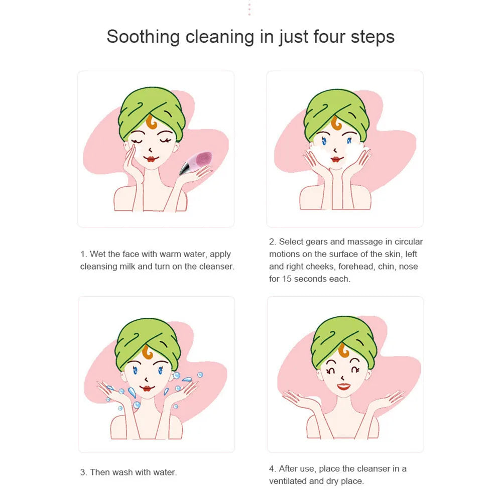 Ultrasonic Silicone Face Cleansing Massager