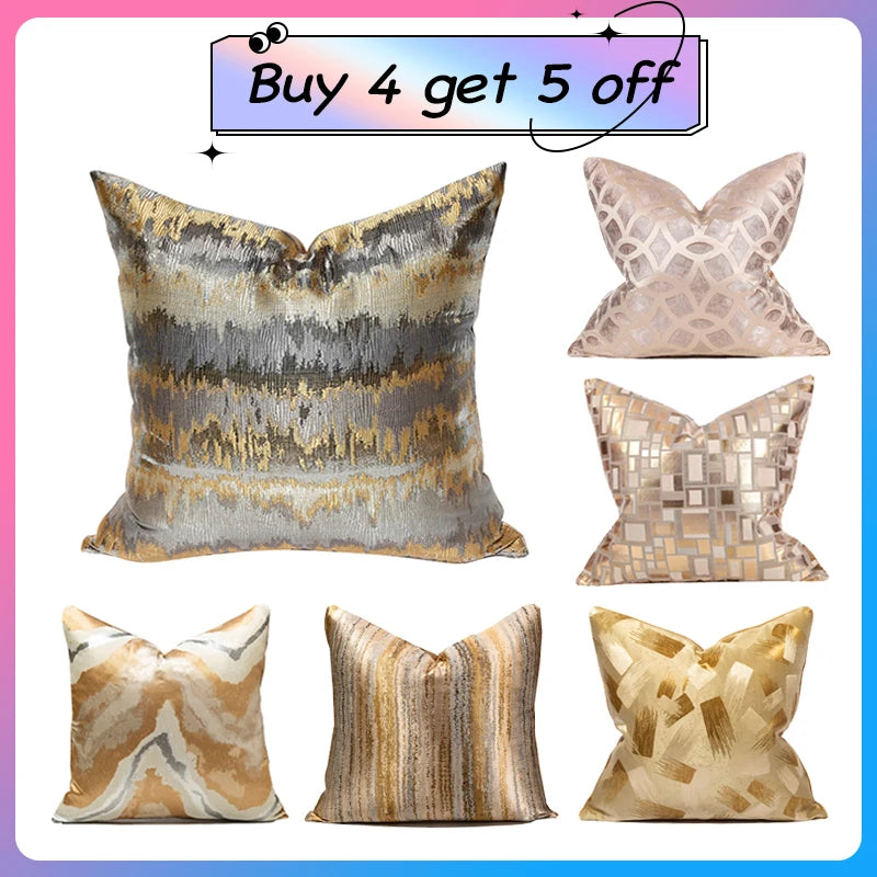 Luxury Golden Throw Cushion Cover