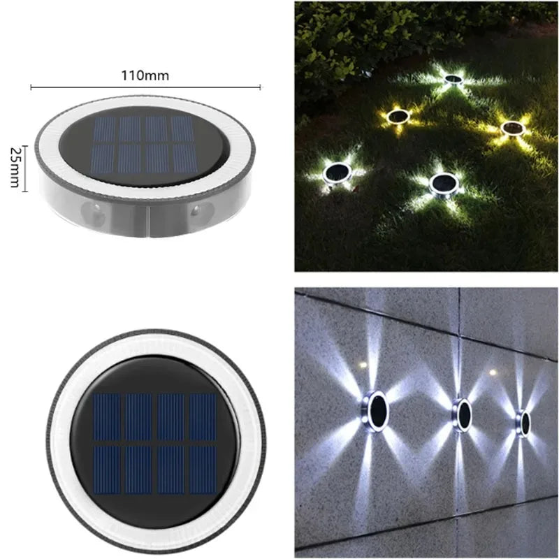 Solar Outdoor Wall Light – 8 Modes Waterproof Round Petal Garden & Fence Lamp