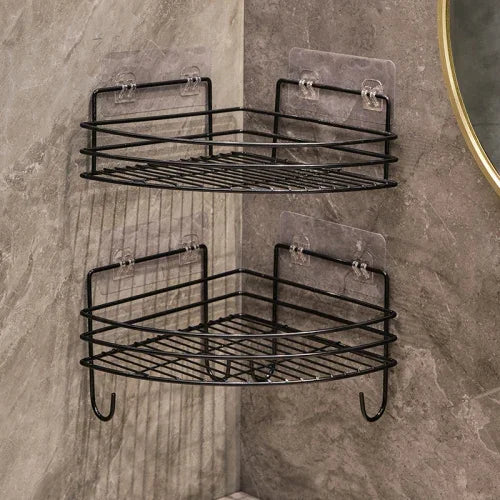 Bathroom Corner Shower Storage Rack – Wall Mounted Triangle Shelf