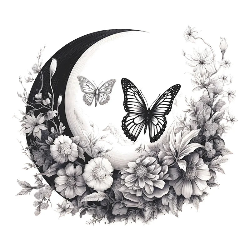 Moon & Flower Vinyl Wall Sticker – Girls Bedroom & Room Decoration