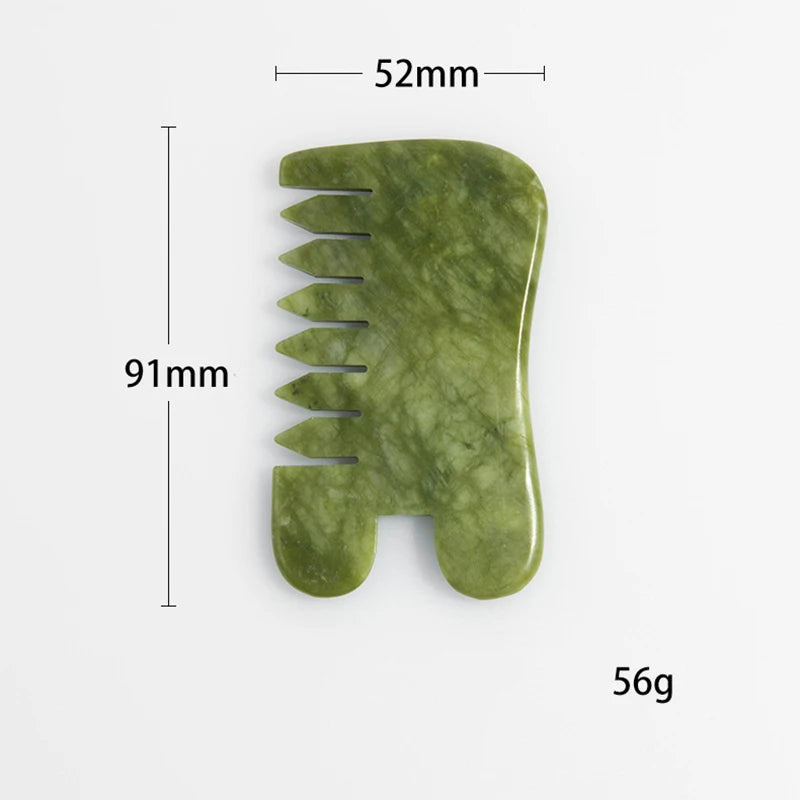 Natural Jade Comb & Gua Sha Board – Facial Massage & Body Scraping Tool