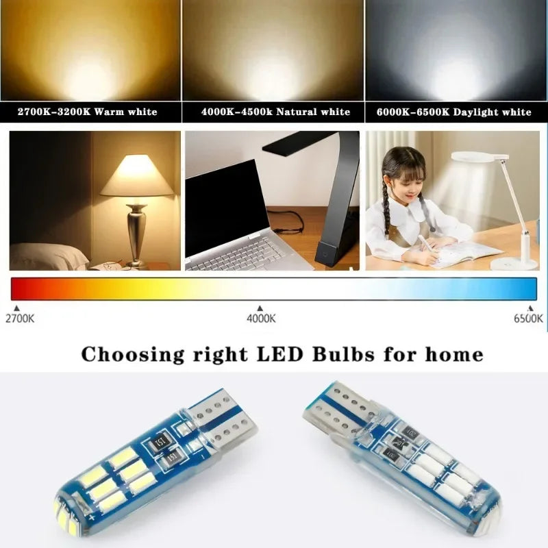T10 W5W Car LED Signal Bulbs – 6000K White, Pack of 2 or 4
