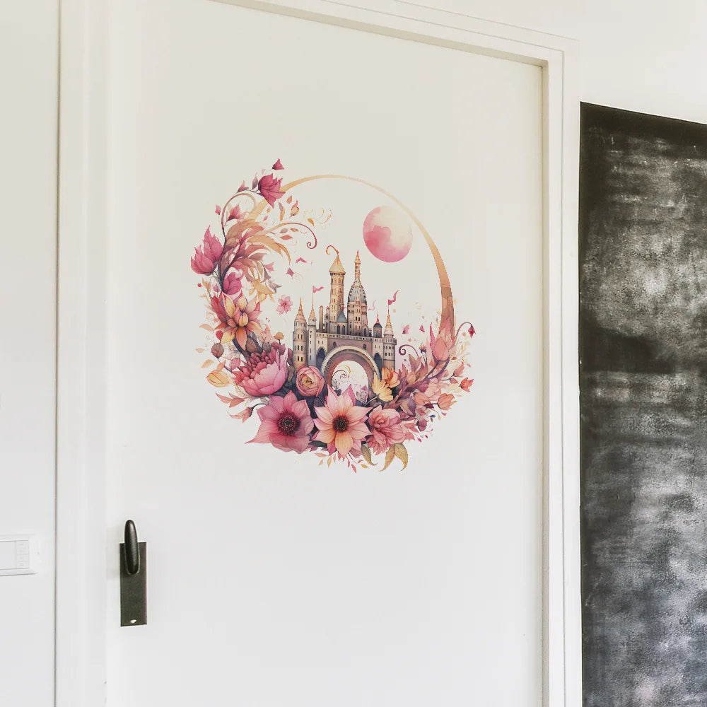 Moon & Flower Vinyl Wall Sticker – Girls Bedroom & Room Decoration