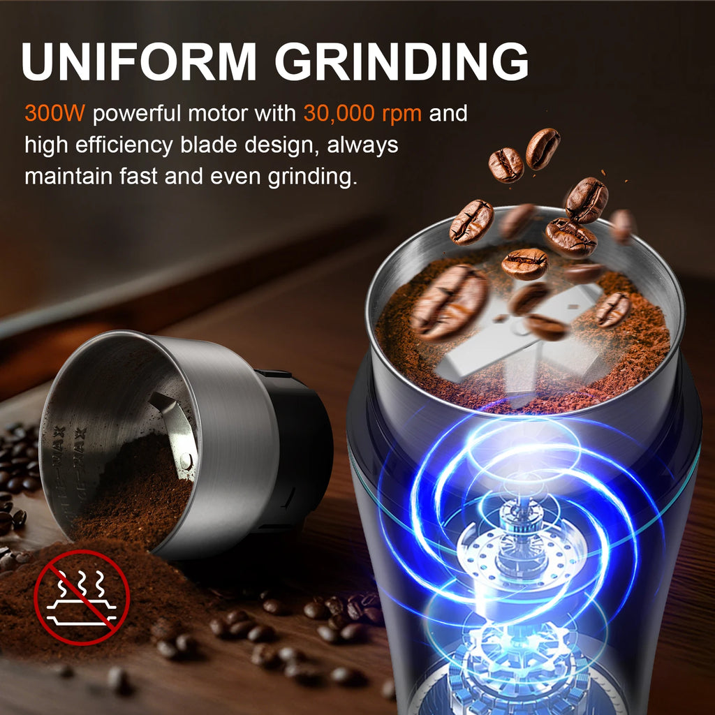 Electric Coffee & Spice Grinder 300W – Stainless Steel Cup