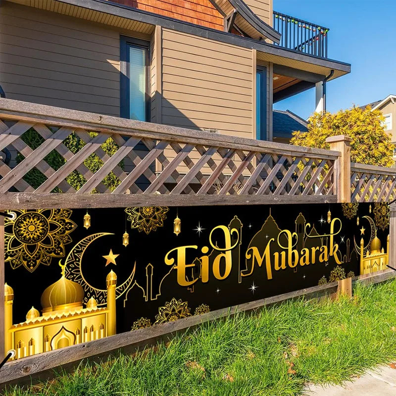 Eid Mubarak Outdoor Banner Flag – Ramadan Kareem Home & Party Decoration