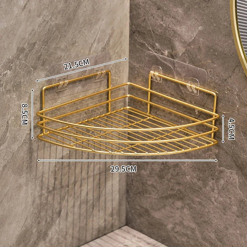 Bathroom Corner Shower Storage Rack – Wall Mounted Triangle Shelf