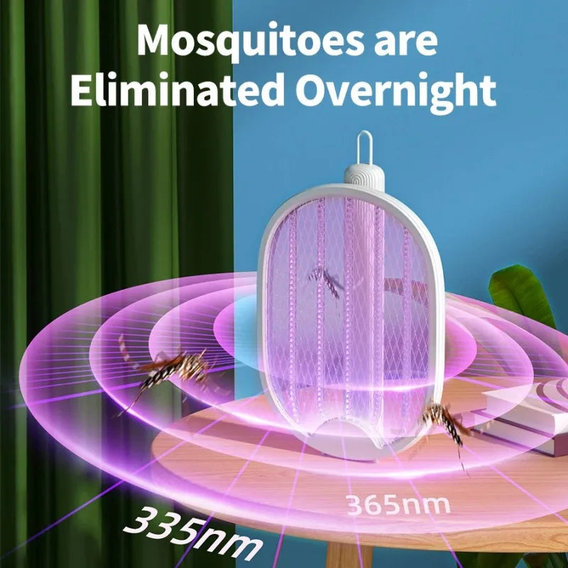 Foldable Electric Mosquito Killer Racket – USB Rechargeable UV Bug Zapper