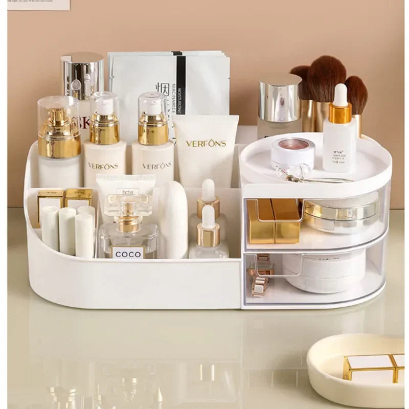 Makeup Organiser with Rechargeable Mirror – Large Capacity Cosmetic Display Case