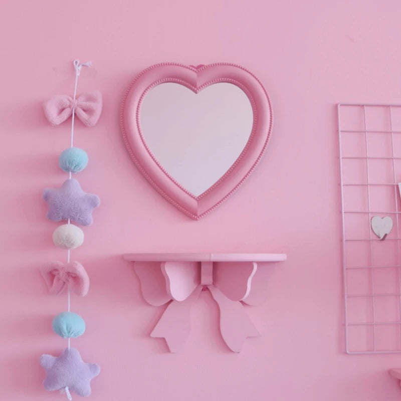 Heart-Shaped Decorative Cosmetic Mirror – Makeup & Room Decor