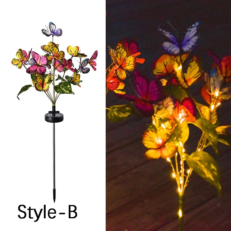 Solar Butterfly & Sunflower LED Garden Lawn Lamp – Colourful Landscape Light