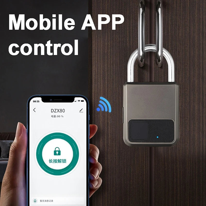 Tuya Smart Fingerprint Padlock - 20 Prints, USB Rechargeable