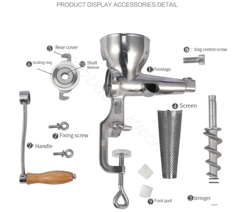 Stainless Steel Manual Slow Juicer – Wheatgrass & Ginger Extractor