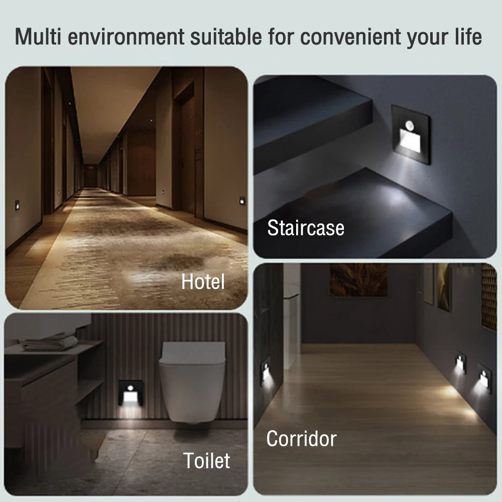 Recessed LED Wall Stair Light 2W – PIR Motion Sensor Step & Corridor Lamp