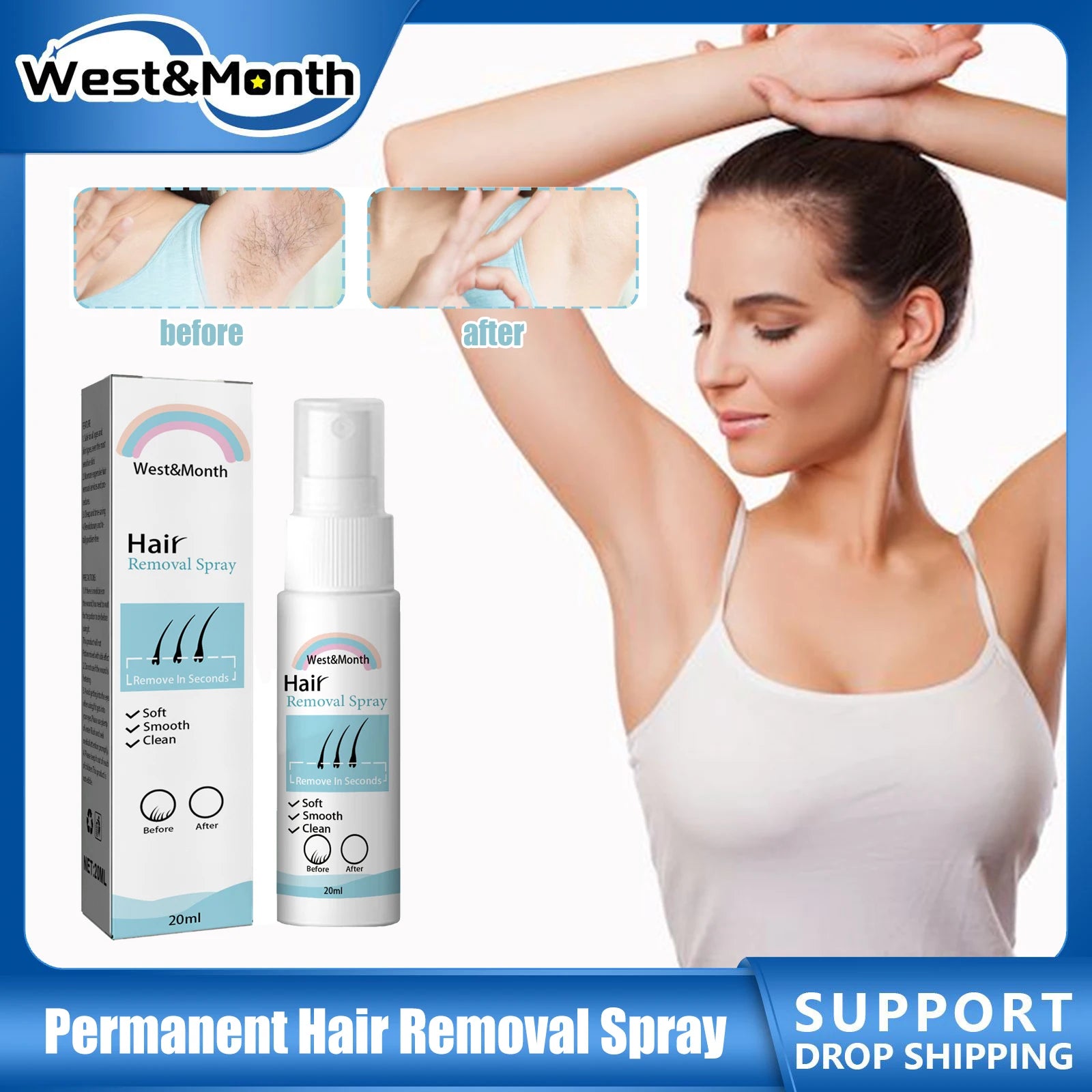 Permanent Hair Removal Spray – Natural Hair Growth Inhibitor 20ml