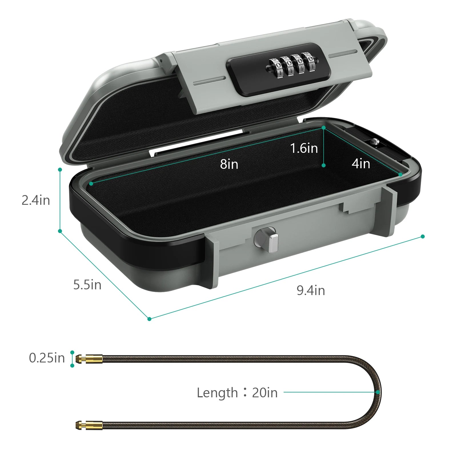 Portable Safe Lock Box with 4-Digit Combination & Rope
