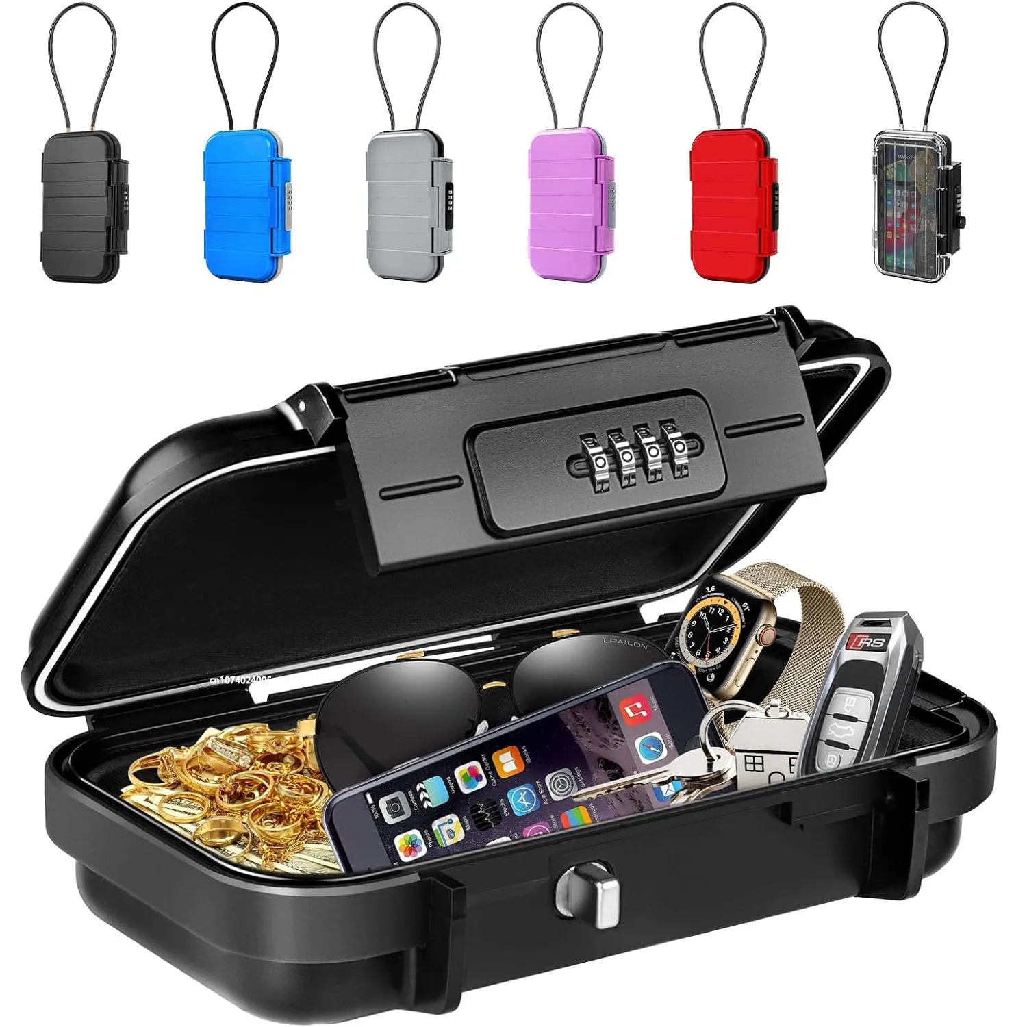 Travel Safe Lock Box - Waterproof Anti-Theft Beach Safe with Chain