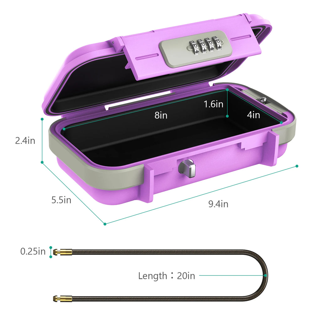 Portable Safe Lock Box with 4-Digit Combination & Rope