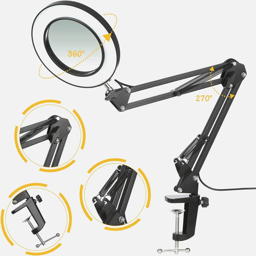 5X LED Magnifying Lamp with Clamp – 3 Colour Modes for Skincare, Soldering & Repair