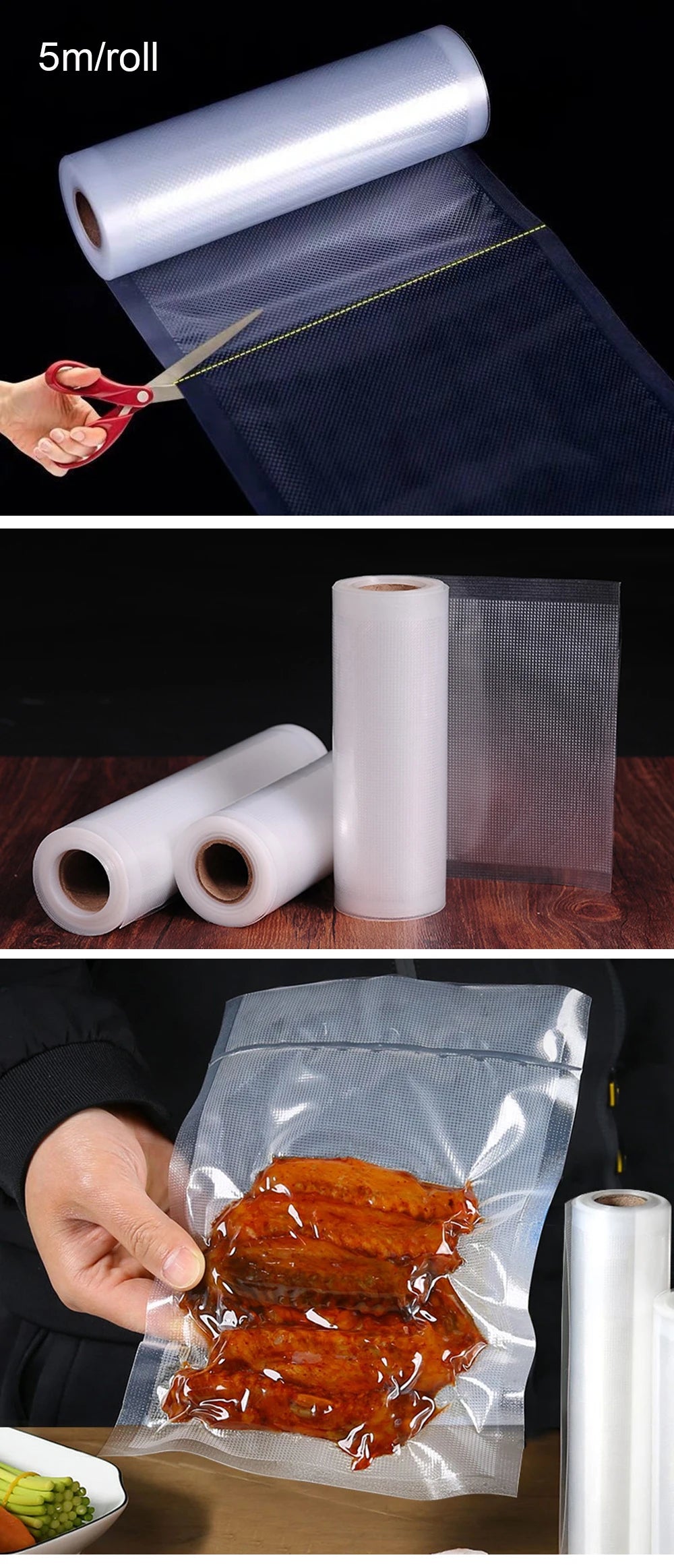 Vacuum Packaging Bags Roll – Food Vacuum Sealer Bags (500cm)
