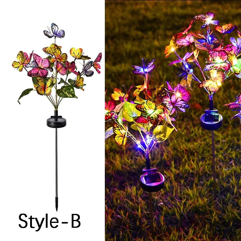 Solar Butterfly & Sunflower LED Garden Lawn Lamp – Colourful Landscape Light