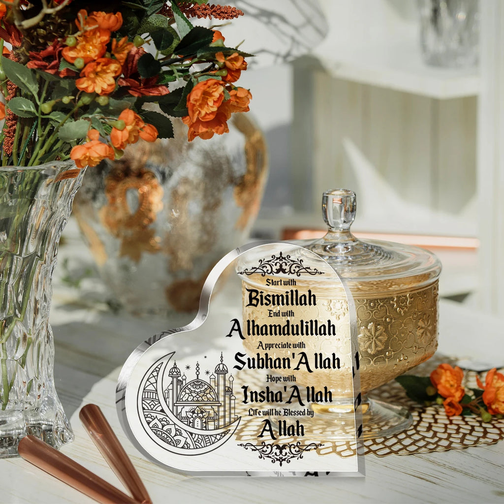 Eid Mubarak Acrylic Desktop Ornament – Islamic Ramadan Home & Office Decoration