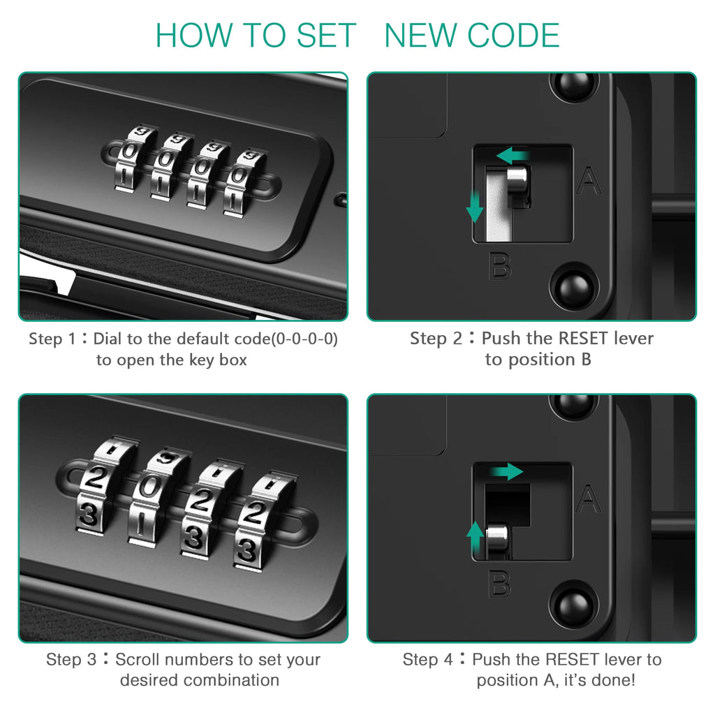 Portable Safe Lock Box with 4-Digit Combination & Rope