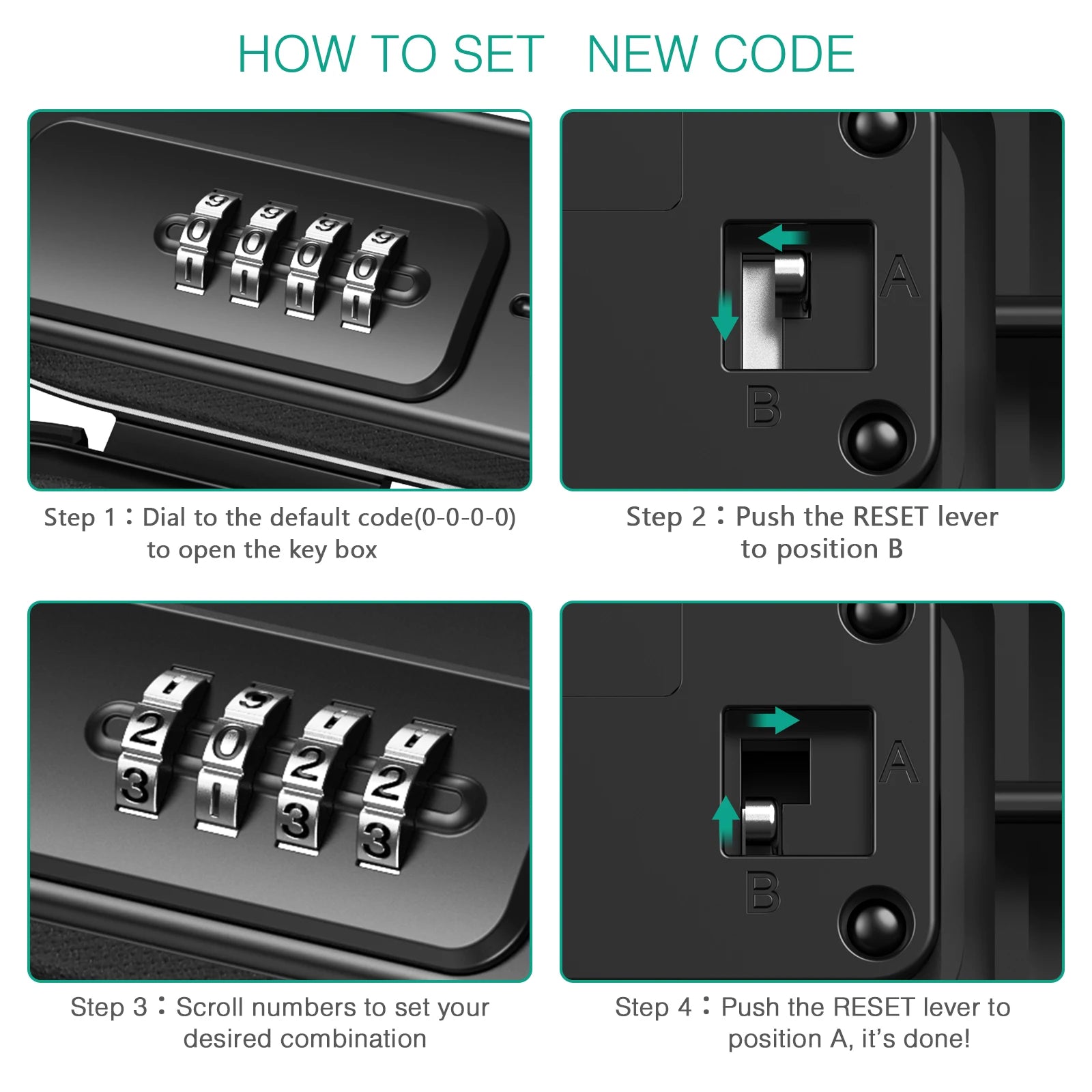 Portable Safe Lock Box with 4-Digit Combination & Rope