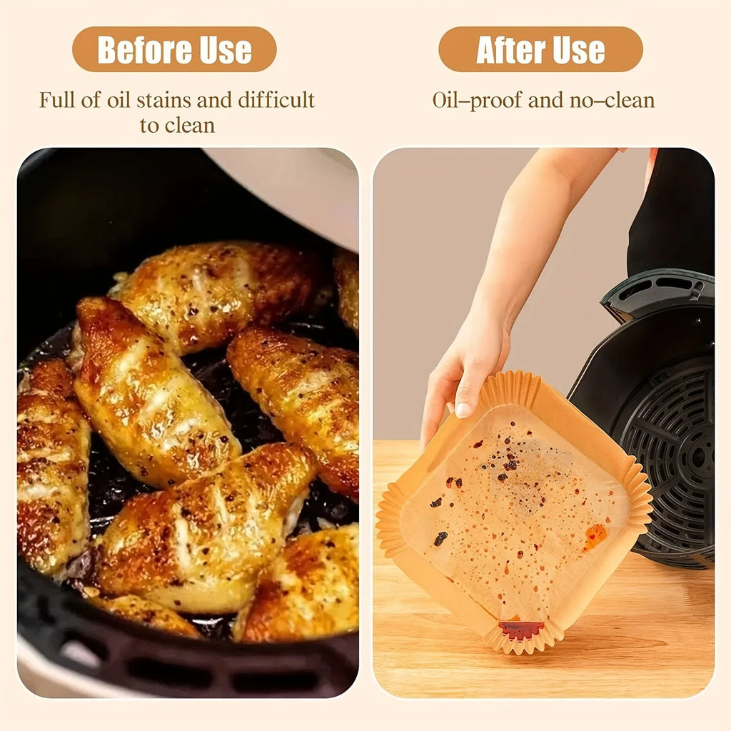 Air Fryer Disposable Paper Liners – Non-Stick (30/50/100 Pack)