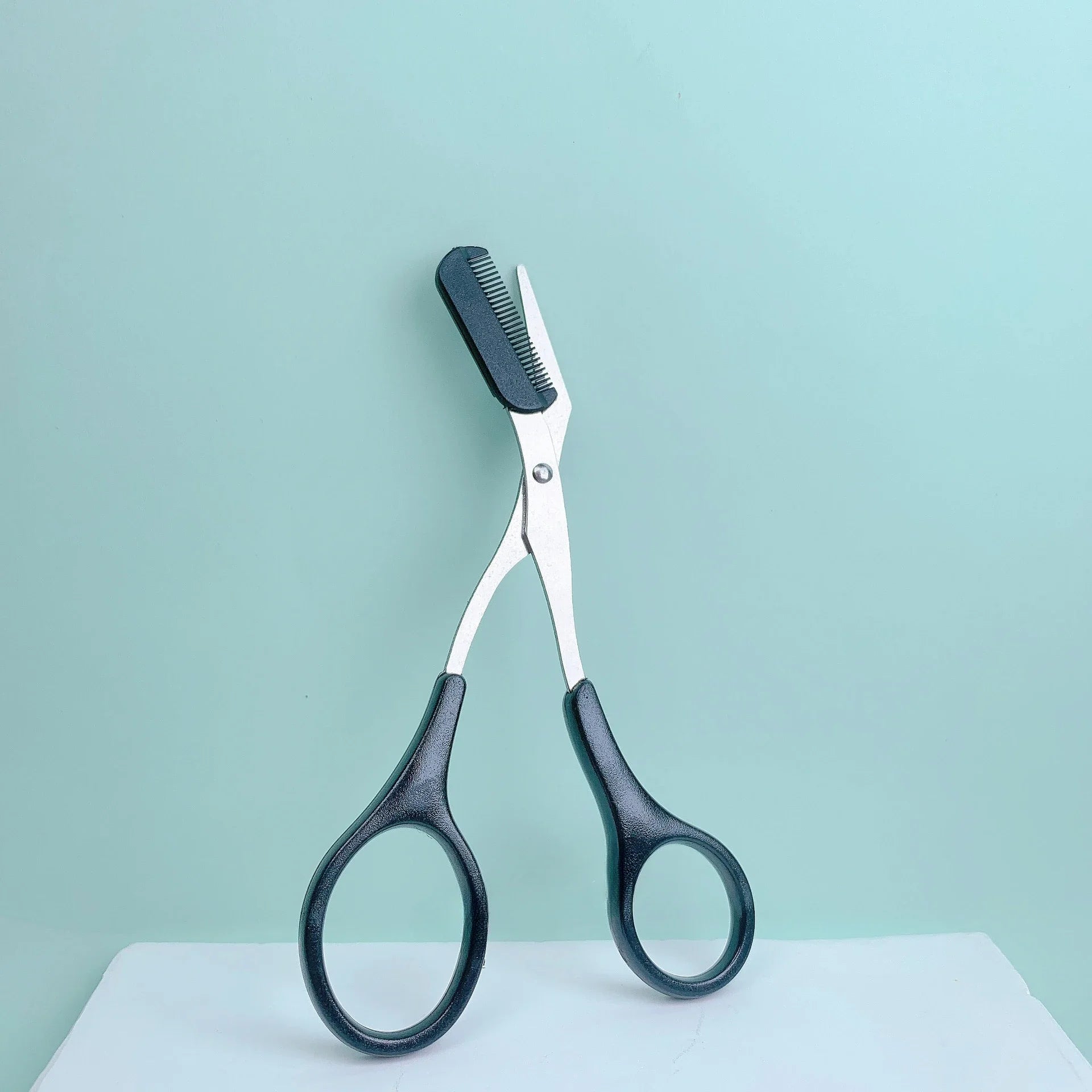 Pink Eyebrow Scissors with Built-In Comb – Stainless Steel Grooming Tool