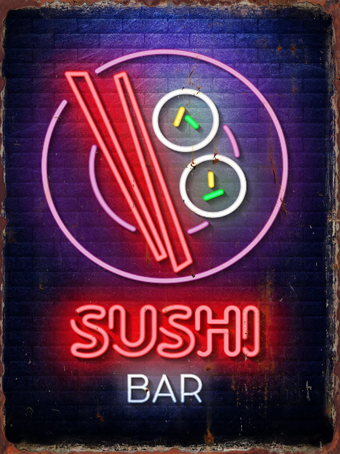 Vintage Neon Food Metal Tin Sign – Restaurant, Bar & Club Wall Decor Plaque
