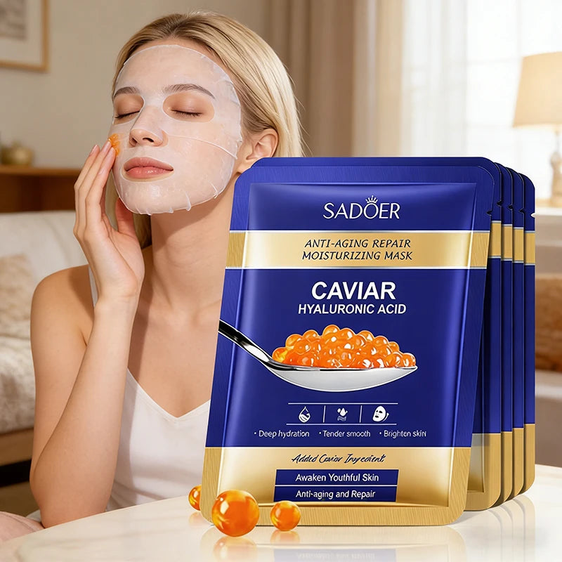Caviar Hyaluronic Acid Face Masks – Firming & Hydrating (5 Pack)