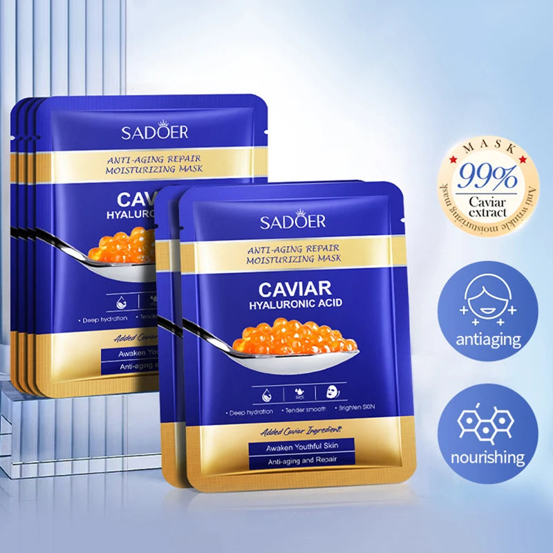 Caviar Hyaluronic Acid Face Masks – Firming & Hydrating (5 Pack)