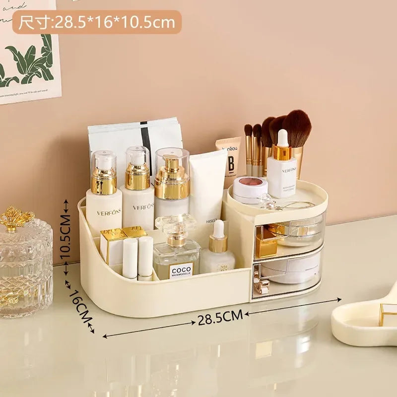 Makeup Organiser with Rechargeable Mirror – Large Capacity Cosmetic Display Case