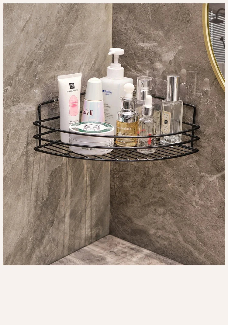 Bathroom Corner Shower Storage Rack – Wall Mounted Triangle Shelf