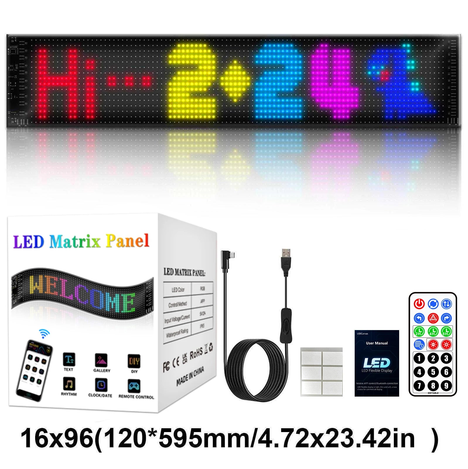 Smart RGB Flexible LED Car Rear Window Display – Bluetooth App Controlled