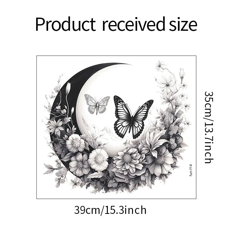 Moon & Flower Vinyl Wall Sticker – Girls Bedroom & Room Decoration