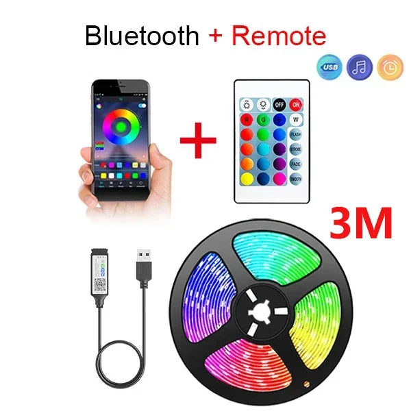 RGB Bluetooth LED Strip Lights – App Controlled 1M, 3M & 5M