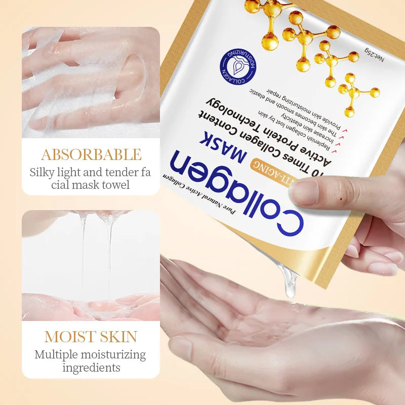 Collagen Face Masks – Moisturising & Firming (10 Pack)