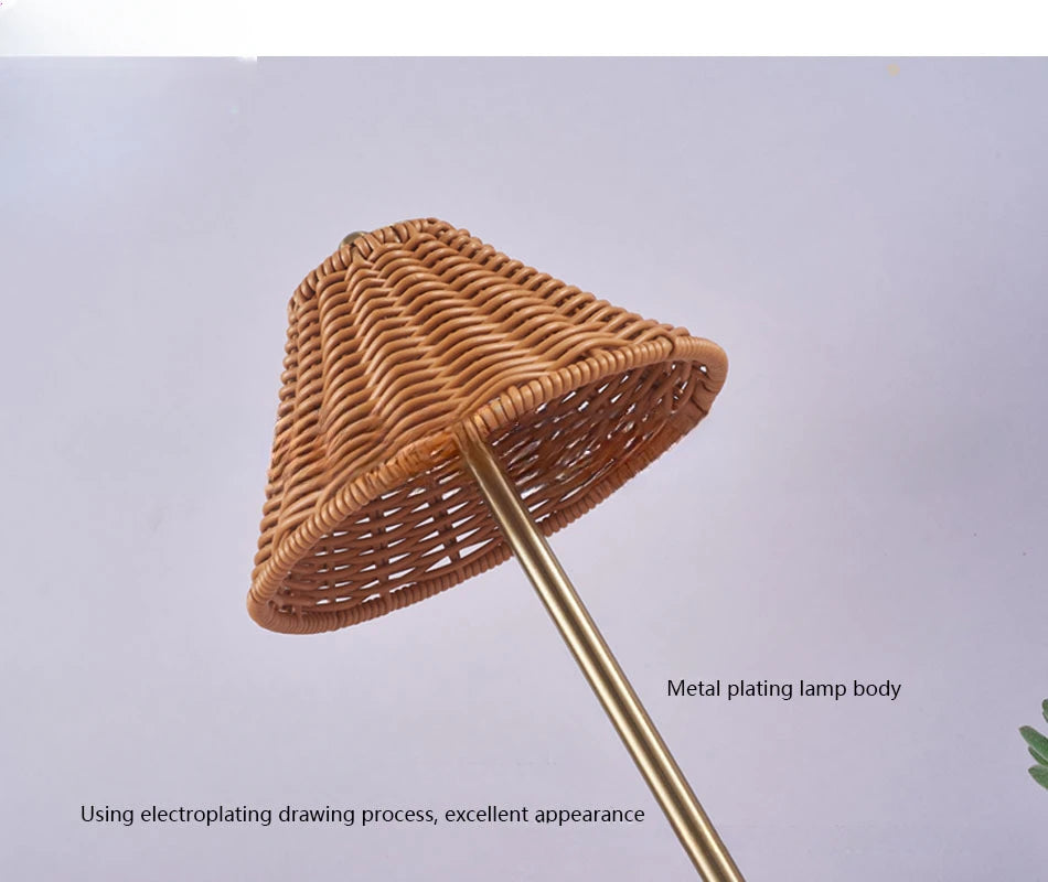 LED Rattan Rechargeable Retro Desk Lamp – Southeast Asian Style Atmosphere Light