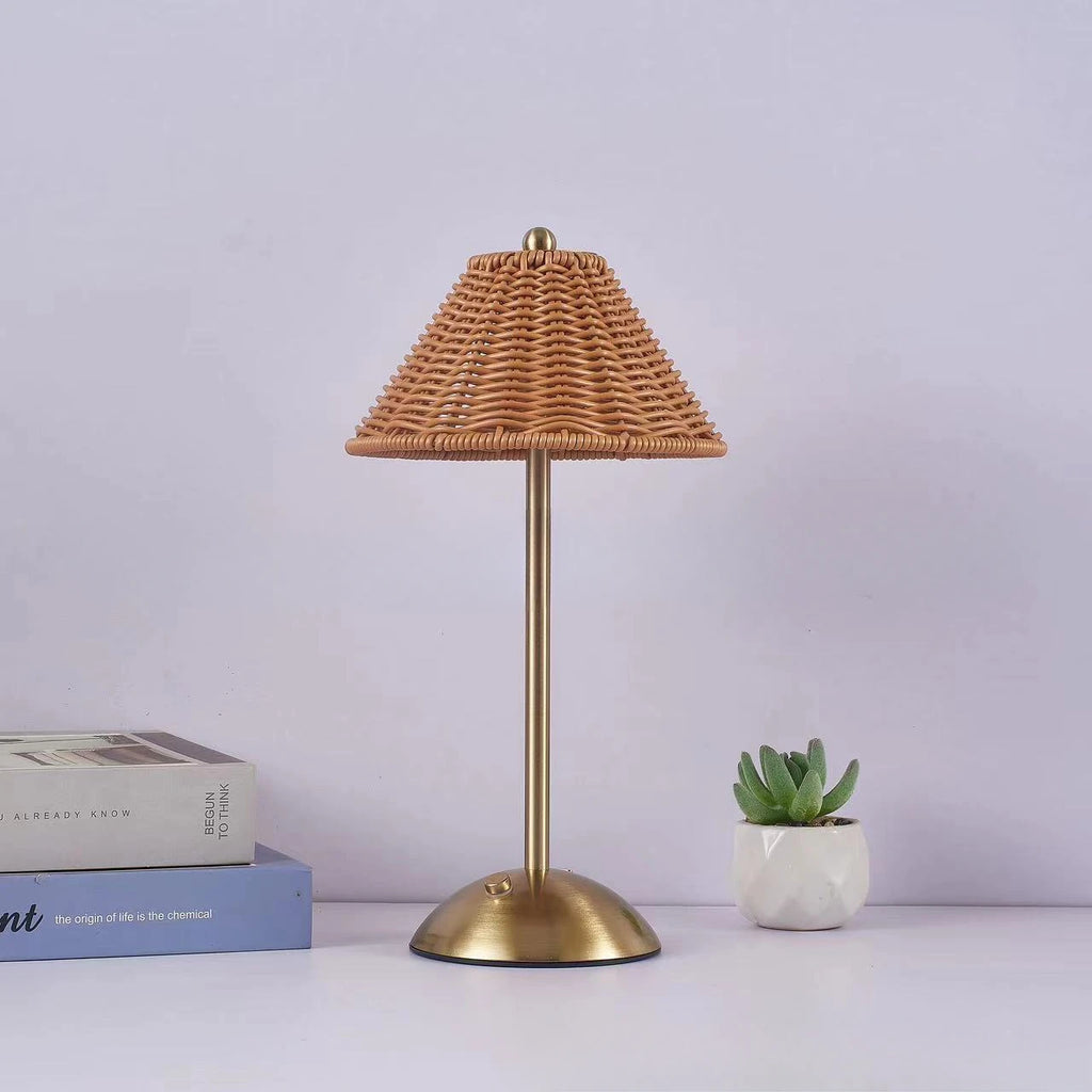 LED Rattan Rechargeable Retro Desk Lamp – Southeast Asian Style Atmosphere Light
