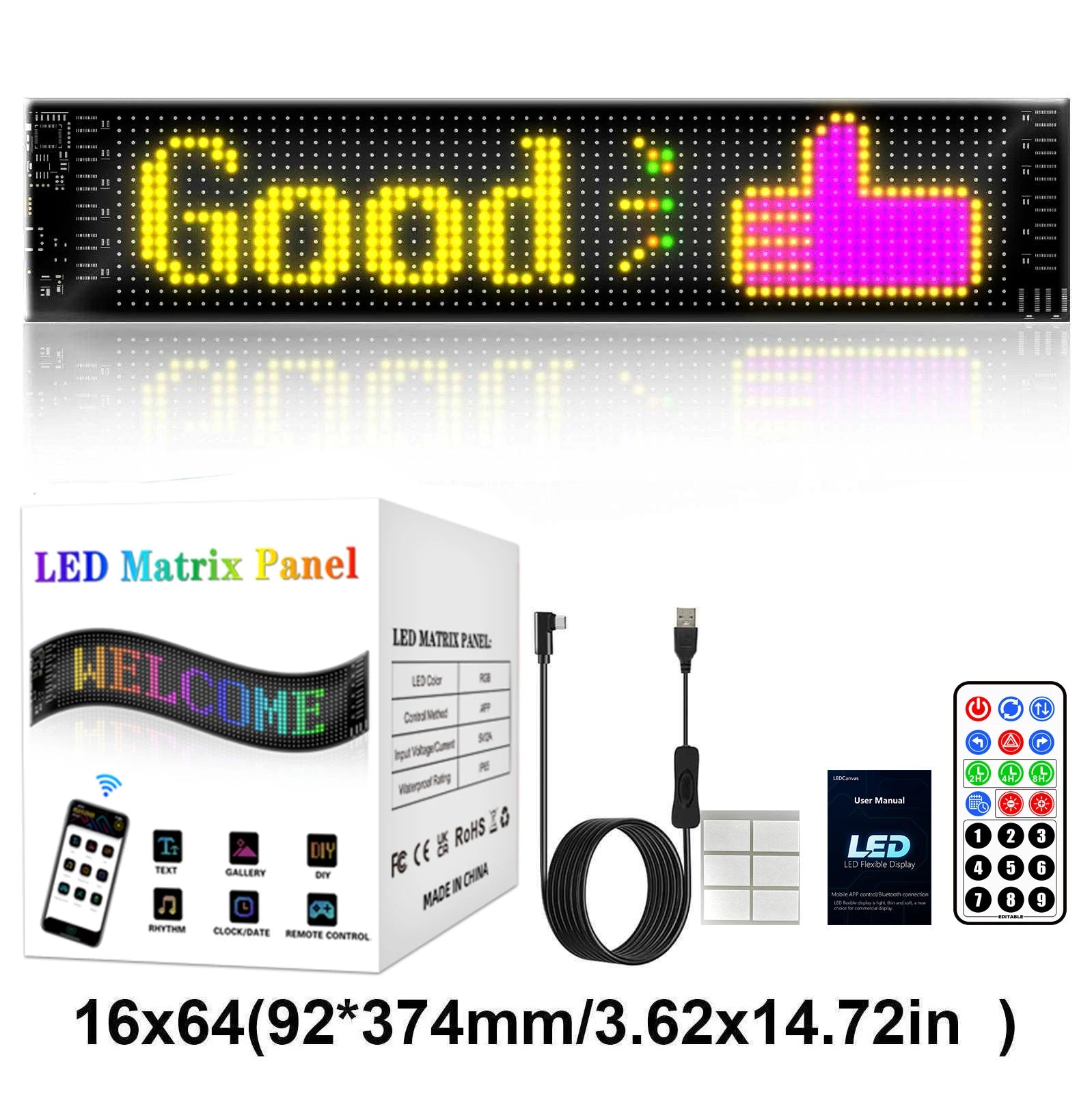 Smart RGB Flexible LED Car Rear Window Display – Bluetooth App Controlled